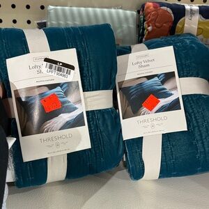 Set of 2 Lofty Velvet Sham Dark Teal Blue